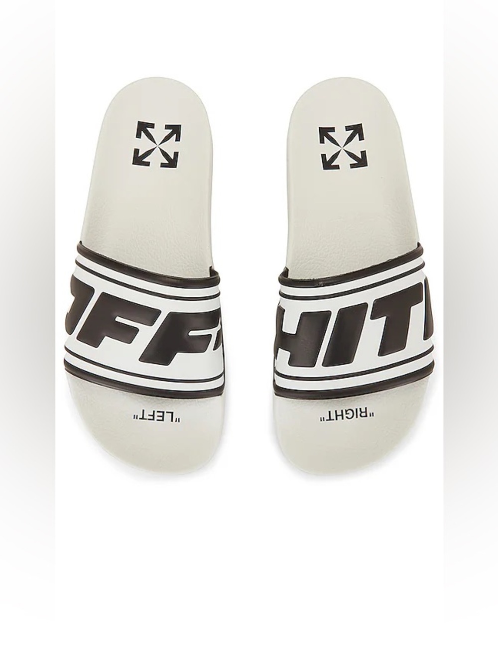 OFFWHITE Men’s Logo Pool White & Black Faux leather upper w/ rubber sole Slider